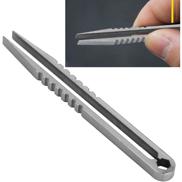 Mini Titanium Edc pincett med Denden Precisionstips för trädgårdskök inomhus utomhusverktygssats (stålfärg)