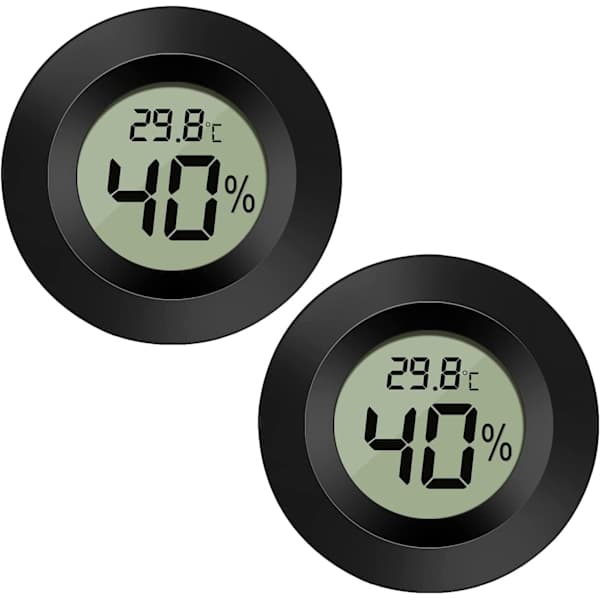 Sort rund, 2 stk. digital LCD udendørstermometer hygrometer Hy