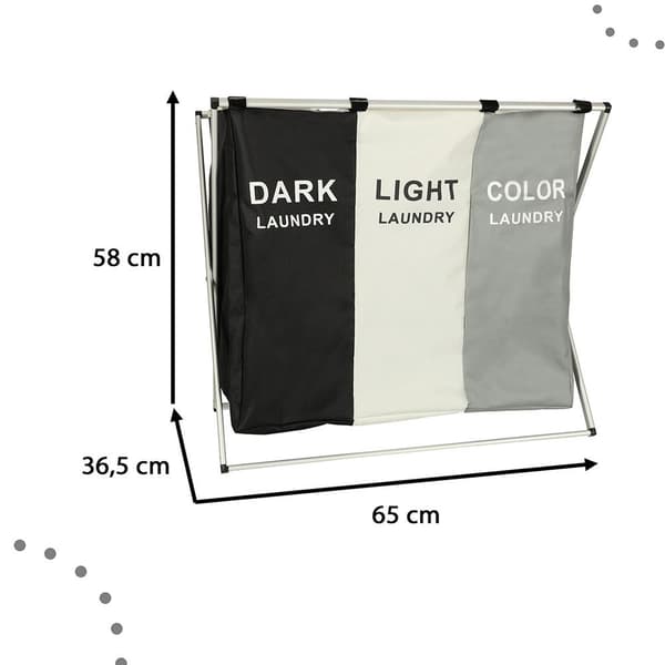 Foldable Laundry Basket with 3 Compartments – 135 Liters