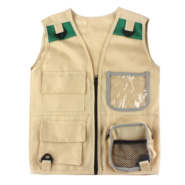 Outdoor Adventure Kit, Khaki Cargo Vest og hatt for unge barn Komfortabelt og slitesterkt oppdagelseskostyme Khaki