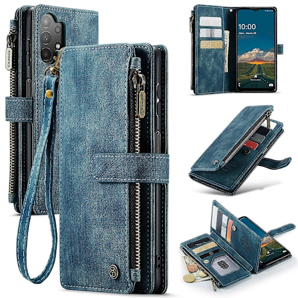 För Samsung Galaxy A13 4G/A13 5G/A04S/A04/M13 5G CaseMe C30 Multifunktionellt Telefon Läderfodral Blue
