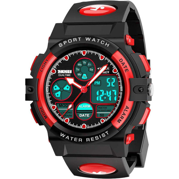 Digital Sportklocka för Barn, Pojkar Flickor Vattentät Sport Utomhusklockor Barn Casual Elektroniska Analog Quartz Armbandsur med