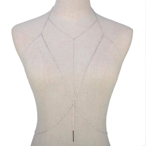 Sexig Body Chain Bikini Sele Silver Body Smycken Kedja Midjekedja för kvinnor och flickor (silver)