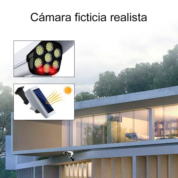 LED Solcellsvägglampa med Rörelsesensor | Solcellsdriven Övervakningsspotlight | Säkerhetskamera | Dimbar IP65 Vattentät LED-spotlight
