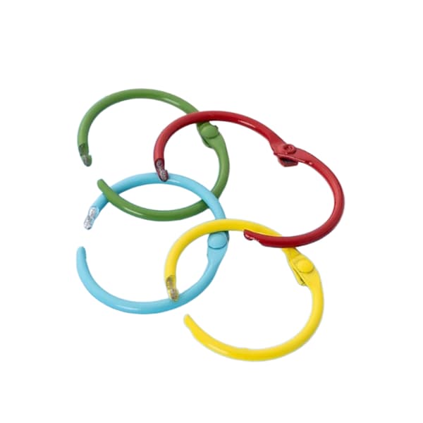 Bogringe, Farverige Bogringe, Metal Bogringe, Binderinge, Bind Metalringe, til Notesbog Scrapbooking Bogbinding Nøglering, 50 stk (PA)