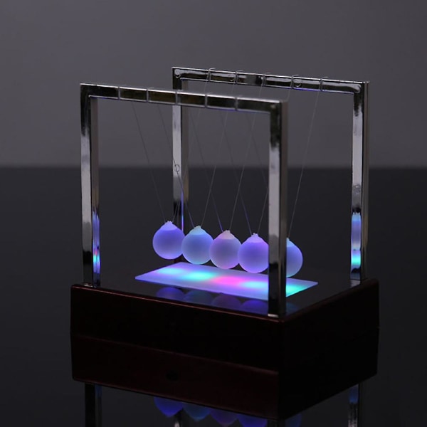 Black Friday-tilbud Overraskelse Newtons Cradle Led Light Up Kinetic Energy Hjemmekontor Science Leker Hjemmeinnredning Red