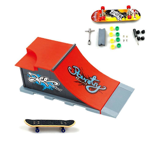 Fingerboard Rampe Sæt Kit Mini Finger Skateboards, Fingerboard Half Pipe Rampe til Fingerboards Træningsrekvisitter Interaktivt Freestyle Skate Spil C