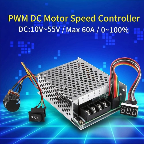 Dc Motor Drehzahlregler, Dc10v-55v Pwm Gebrsteter Gleichstrommotor Drehzahlregler Cw Ccw-umkehrschalter Mit Ziffernanzeige