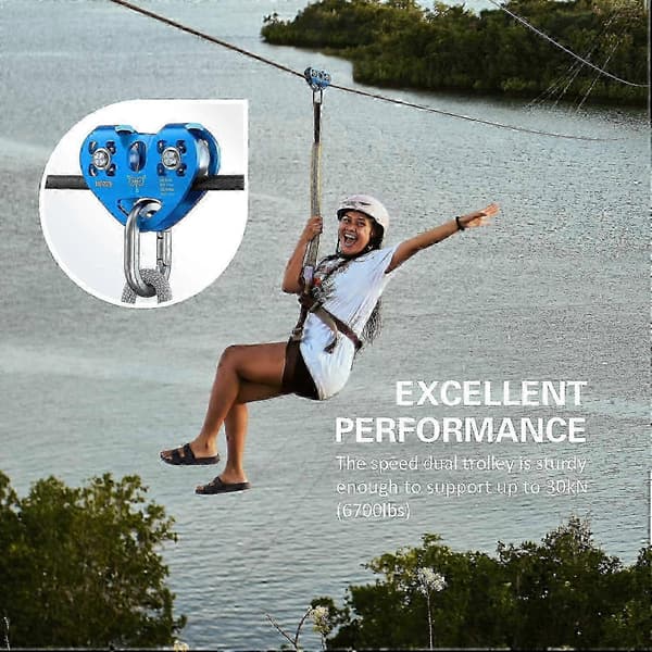 Zip Line Pulley 30KN Tandem Speed Double Pulley for 1/4 5/16 3/8 1/2 Cable 2025