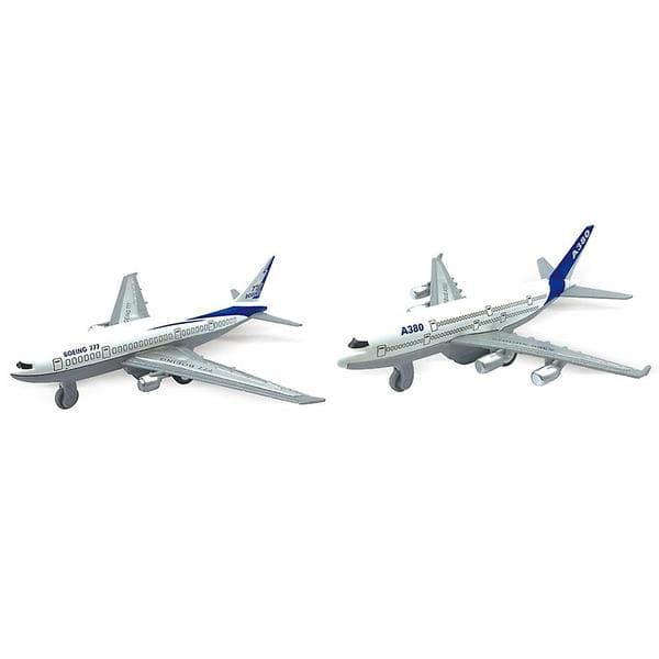 Farfi 2 st Mini Simulering 777 A380 Dra Tillbaka Flygplan Flygplansmodell Samlarobjekt Leksak