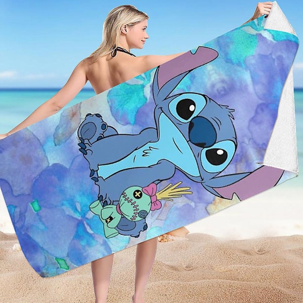 Disney Lilo & Stitch Strandhandduk Snabbtorkande Superabsorberande Mikrofiber Badlakan Stora Reshanddukar Sandfri A