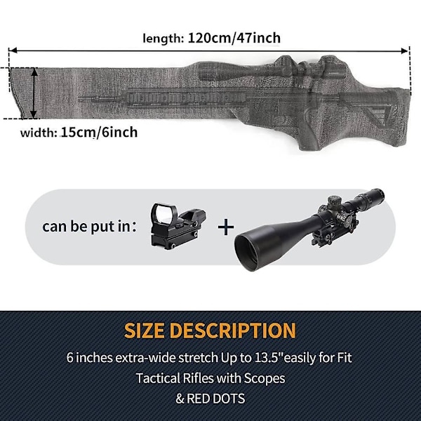 GUGULUZA 120cm Geværsokk Rifle Strikket Polyester Behandlet Airsoft Rifle Beskyttelses Holster Deksel Pistol Geværpose Oppbevaringshylse Grey