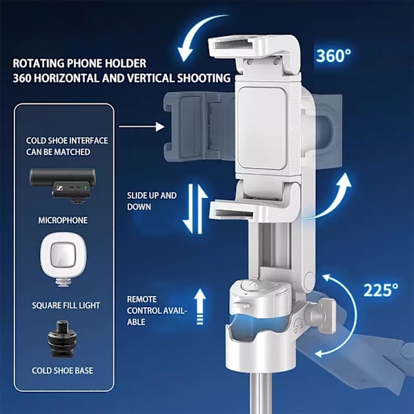 Mini selfie stick stativ, magisk bærbar selfie telefon stativ-2025 Pocket Flex Jj02 360° roterende Razunoth fjernbetjenings stativ
