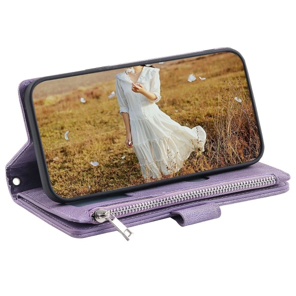 For Samsung Galaxy A51 4G SM-A515 Telefonveske med glidelås Teksturstativ lommebokdeksel