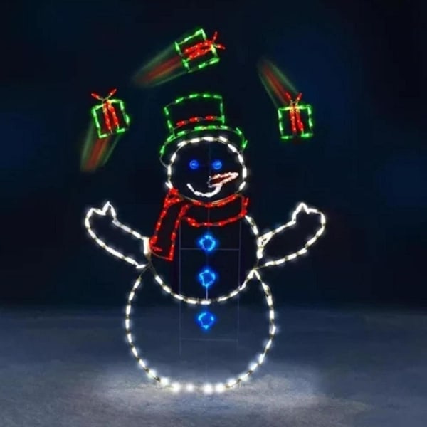 Leken animert snøballlys, ledet utendørs julepyntlys Glødende snømann julepynt