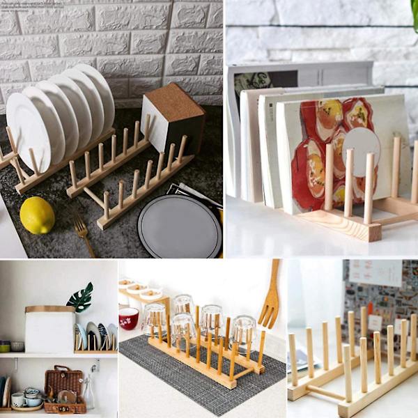 Trä Vinyl Skivförvaring Hållare Display Ställ Disk Tallrik Skål Kopp Bok Gryta Lock Torkställ Hylla Organizer
