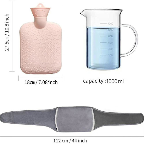 3 stk/sett Gummivarmeflaske + Plysjpose + Varmt plysj midjebelte Vinter Midje Hender Varmer For Kvinner Menstruasjon