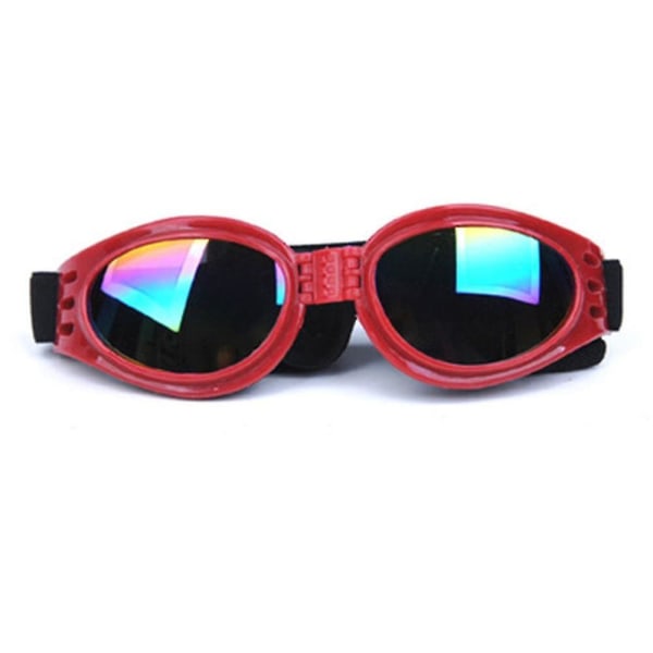 Solbriller til kæledyr med rem, hunde UV-briller med justerbar hagerem Red
