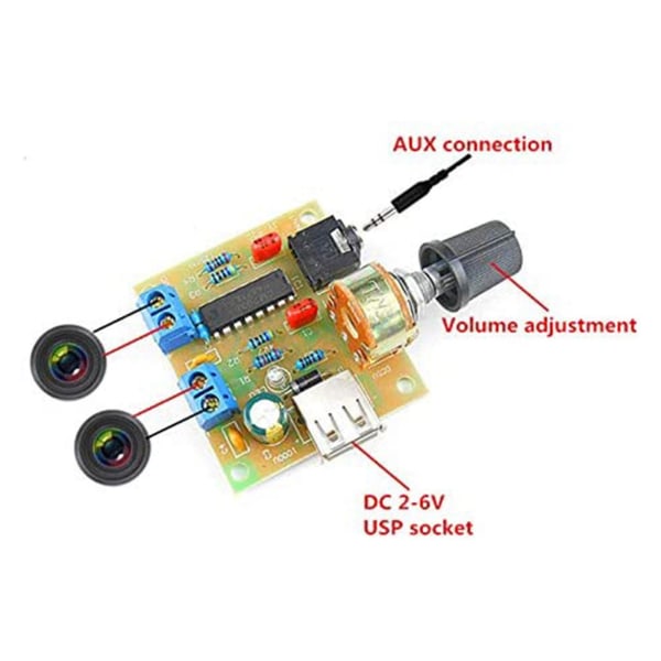 Mini Power Amplifier Board 5W+5W HiFi To-Channel PM CM2038 5V USB Supply Power Audio Forstærker