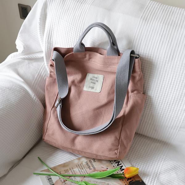 Canvas Håndtaske til Kvinder, Shoppingtaske til Fritidsaktiviteter pink