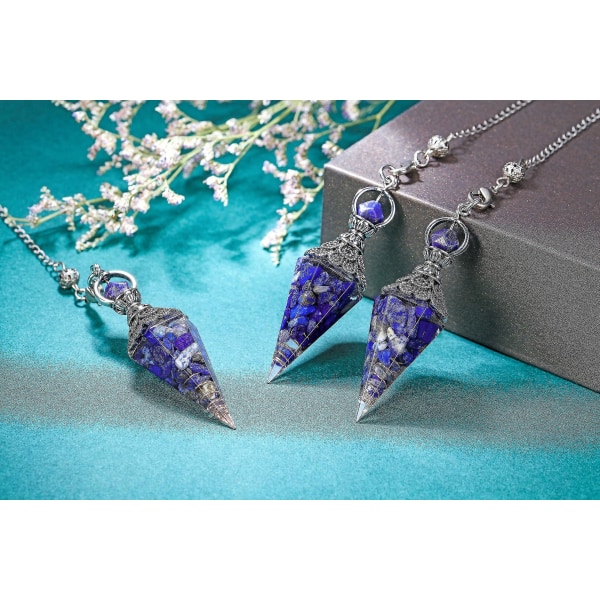 Chakra kristalli heiluri Kuusikulmainen Reiki Parantava kristallipisteitä Jalokivi Dowsing Heiluri Lapis Lazuli