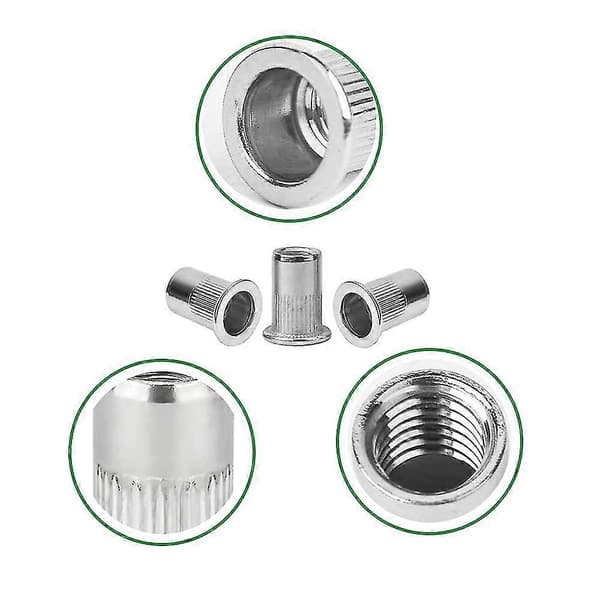 100 stk M6 Flat Head Rivetmutter, Rustfritt Stål Rivetmutter, Flatt Hode Gjengeinnsats, M6 Rivetmutter, Nutsert Rivetmutter M6, Solid Og Slitesterk, Passer