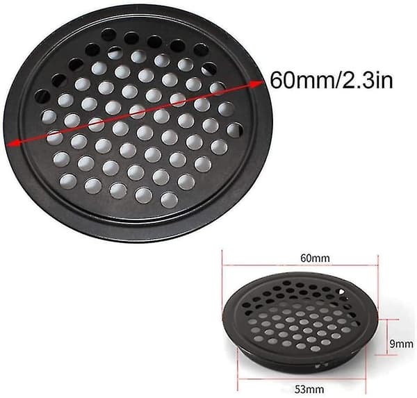 6 stk Runde Ventilationsgitter Vent Mesh Skab Vents, 60mm Rustfrit Stål