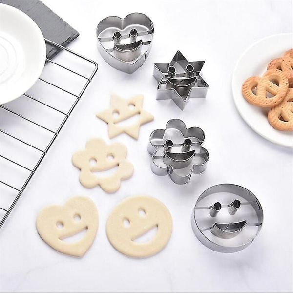 4-delad smiley i rostfritt stål kakutskärare form fondant form bakning