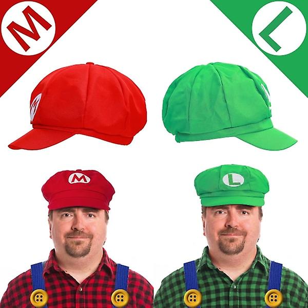 Mordely Super Mario Bros Mario ja Luigi Hatut Lippikset Viikset Käsineet Napit Cosplay-asu