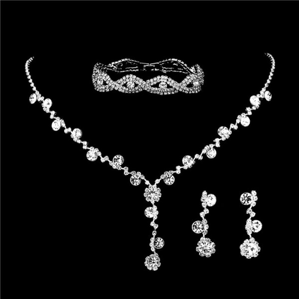 Rhinestone Bridesmaid smykkesæt til kvinder halskæde og øreringe