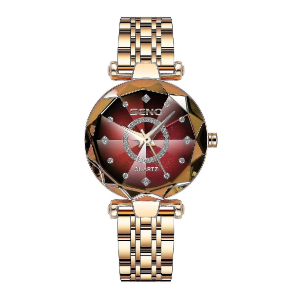 Dame Elegant Rhinestone Watch Vandtæt Quartz Armbåndsur Dame Gaver-ksize Red