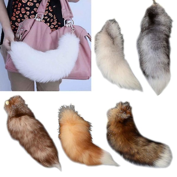 Plysch-räv svans Nyckelring Furry Animal Tail Nyckelring Nyckelring 40cm Animal Tail A