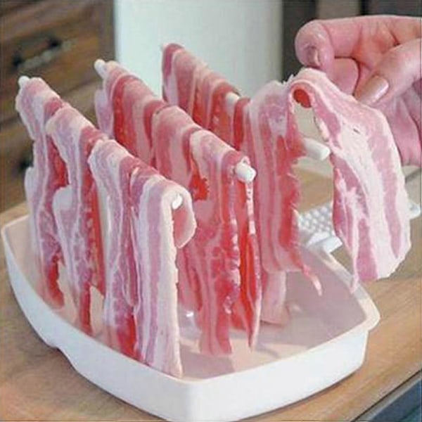 Mikrovågsugns Baconkokare Hälsosam Frukost Mikrovågsugn Baconbricka Krispig Bacongrill för Köksredskap