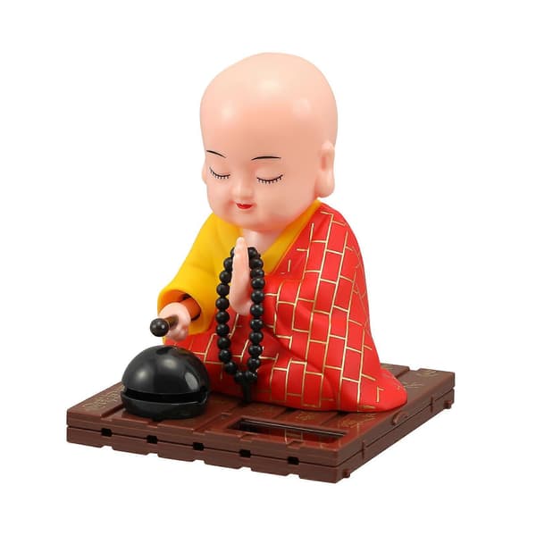 1 stk Solcelled Bobblehead Munk Figur Figur Buddha Munk Statue Hjem Bil Dashbord Dekorasjon