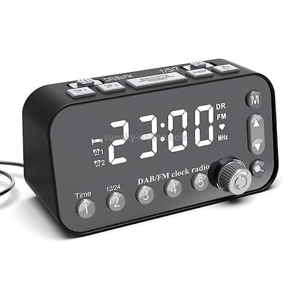 Dab-a1 Stor Skjerm Dab&fm Vekkerklokkeradio Med Dobbel Usb
