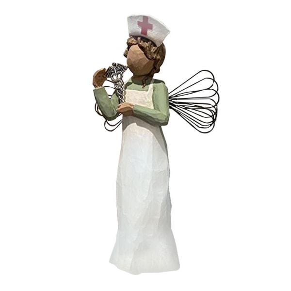 Sygeplejerske Angel Figur Mindestatue Resin Craft Thanksgiving Skulptur Gave Hjemmespisning E