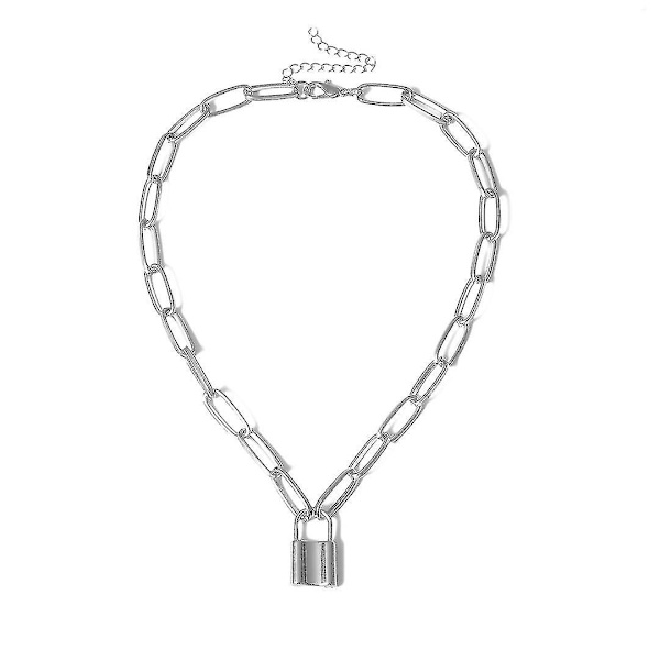 Rock Punk Choker Lock -kaulakoru, kerroksittainen ketju kaulassa lukolla Punk, avain