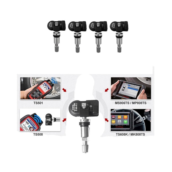 4st Programmerbara MX Sensor TPMS Däcktrycksövervakningssensor 315MHZ 433MHZ Universal 2 i 1 Reparationsverktyg för - Silver