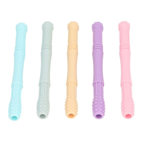 Bitring med Bite Bite Tube 5-pack - Lindring och färgglädje för glada bebisar på väg mot de första tänderna