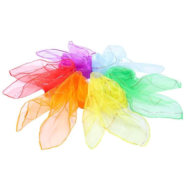 6 stk. Sensorisk Skjerf Dans Sjonglering Bevegelse Rytme Baby Leker Regnbuefarge Spill
