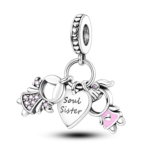 925 Silver Charms Kärlek Mamma Familj Syster Hjärta Pärlor Passar Original Pandora Armband DIY Kvinna Smycken Present Till Vän