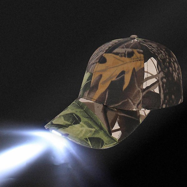 Unisex cap med pannlampa Bright LED Lights Ficklampa fiskehatt Camouflage