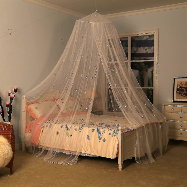 2023-barn sengehimmel rund kuppel barnehagedekorasjoner bomull myggnett
