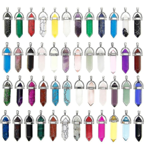 50x/sett Sekskantet Healing Spiss Chakra Bead Pendant Halskjede Diy Gemston Charm