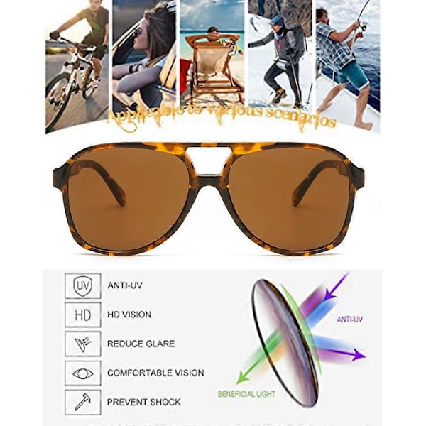 Klassiske Polariserende Aviator Solbriller til Kvinder Mænd Retro UV Beskyttelse Solbriller (Leopard stel te)