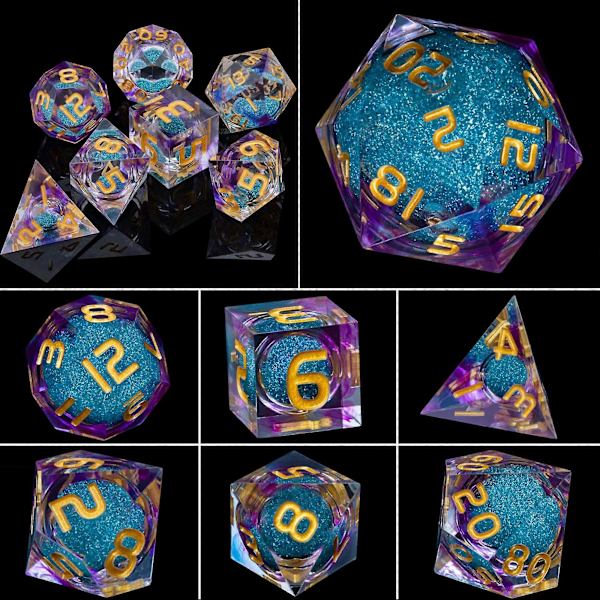 Dnd D20 Rødt Flydende Væske Øje Terningesæt & Ring D Og D Skarpe Kant Terninger Til D6 Rpg Dungeon Og Dragon Pathfinder Rollespil LS-24