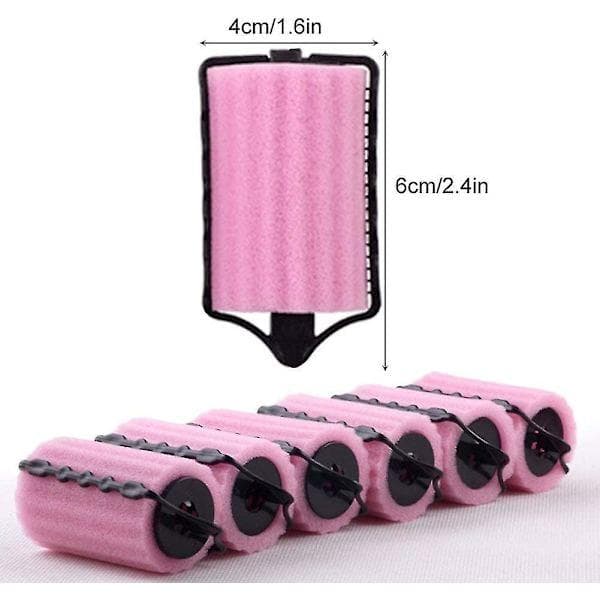 Hårspoler Svamp DIY Hårspoler Sett Hårspoler Små Magiske Krøllspoler Skumspoler (rosa) - 6 stk