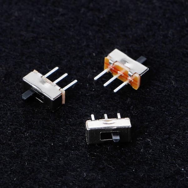 10 st 2-läges På/Av SPDT 1P2T 3-stifts PCB-panel Mini Vertikal Glidströmbrytare SS