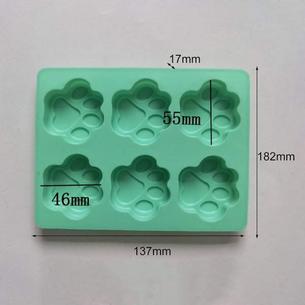 2 st Flexibla Roliga Silikon Isformar Tassformade 6 Fack Lätt Släpp Isbitar Geléform Kakform Light Green