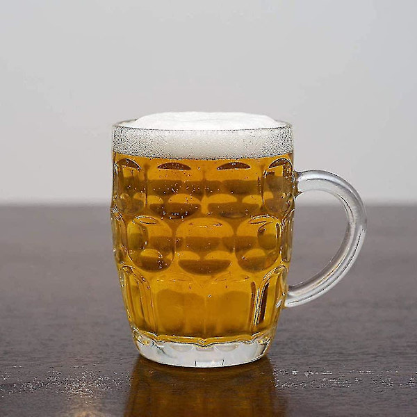 Lasinen kuoppakuvioinen oluttuoppi suurella kahvalla - 532 ml, konepesunkestävä